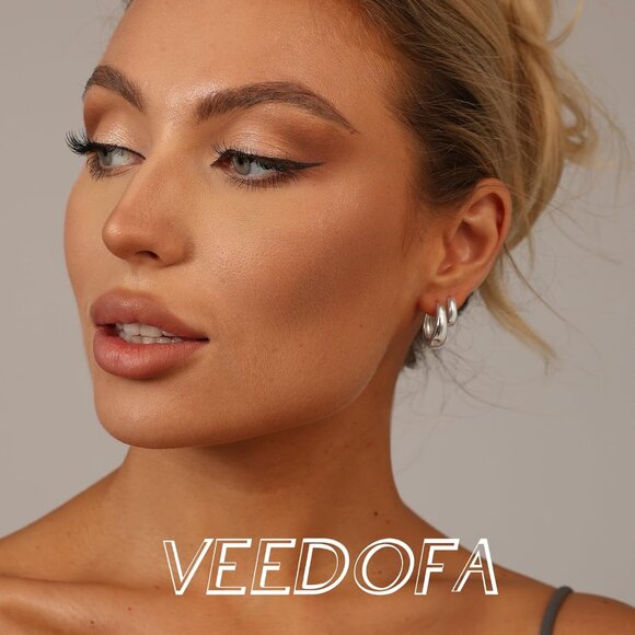 🆕 Women Silver Small Hoop Earrings Trendy Chunky Multiple Piercing Jewelry Gift - Picture 5 of 7